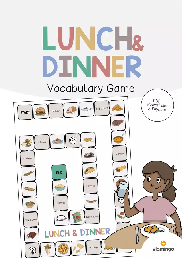 Lunch & Dinner / Pranzo e cena: Vocabulary Game (Gioco per la lezione d'inglese) Materiale interattivo - Lunch & Dinner / Pranzo e cena: Vocabulary Game (Gioco per la lezione d'inglese) - vlamingo - Pagina di copertina