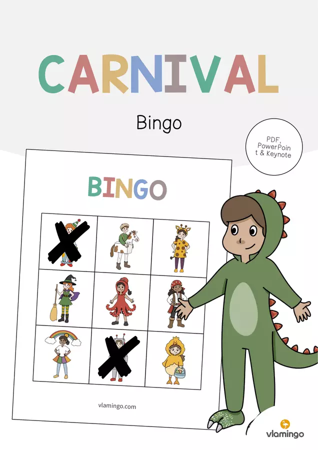 Carnival / Carnevale: Bingo (Gioco per la lezione d'inglese) Flashcard - Carnival / Carnevale: Bingo (Gioco per la lezione d'inglese) - vlamingo - Pagina di copertina
