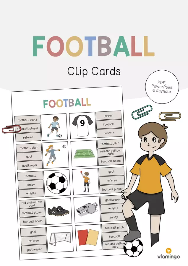 Football / Calcio: Clip Cards (Carte a molletta per la lezione d'inglese) Materiale di supporto/inclusione - Football / Calcio: Clip Cards (Carte a molletta per la lezione d'inglese) - vlamingo - Pagina di copertina