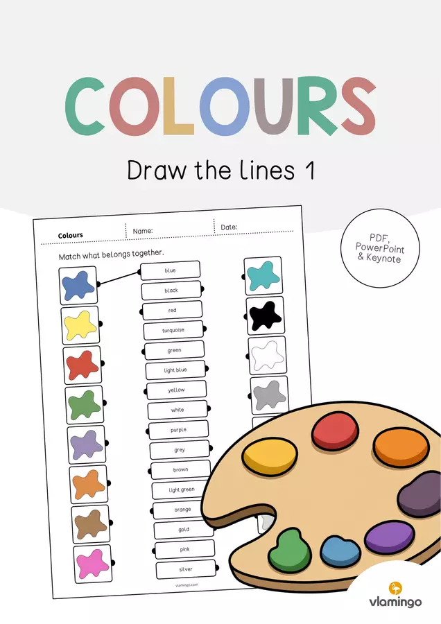 Colours / Colori: Draw the lines 1 (Scheda di esercizi di inglese) Esercizi - Colours / Colori: Draw the lines 1 (Scheda di esercizi di inglese) - vlamingo - Pagina di copertina