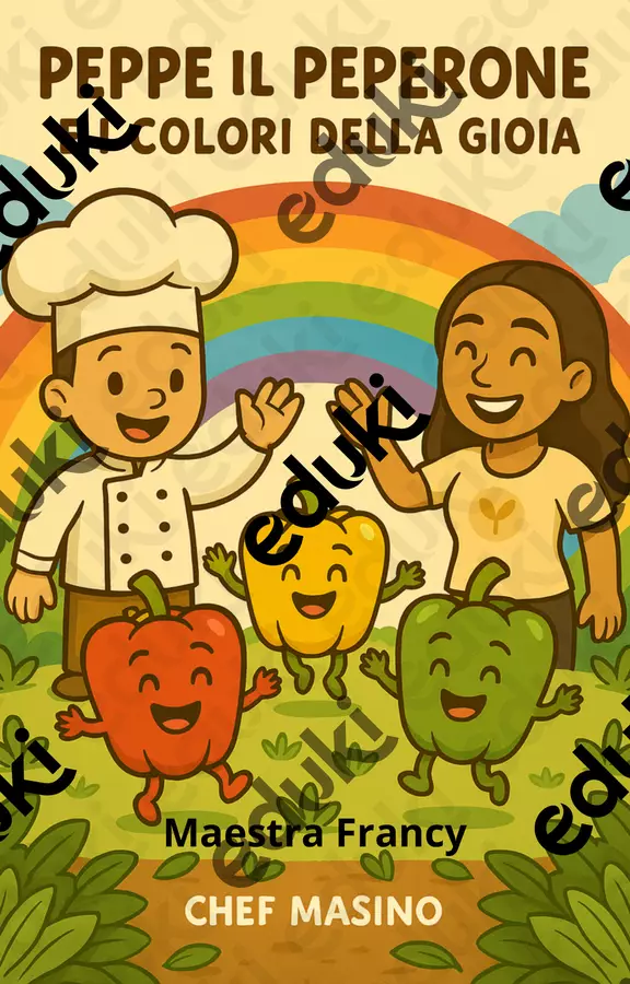 PEPPE IL PEPERONE E I COLORI DELLA GIOIA Opere didattiche / Libri di testo - PEPPE IL PEPERONE E I COLORI DELLA GIOIA - Chef Masino - Pagina di copertina