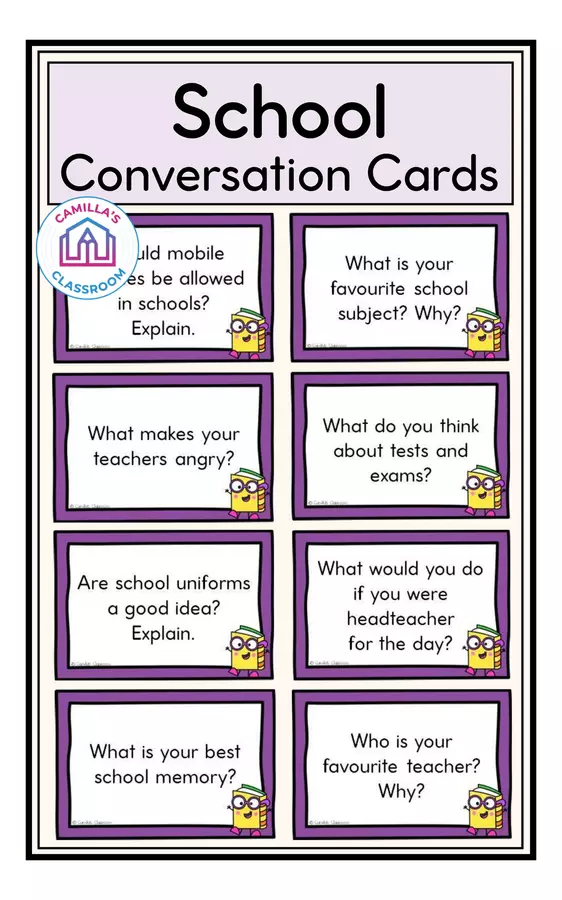 School - Conversation Cards Esercizi - School - Conversation Cards - Camilla's Classroom - Pagina di copertina
