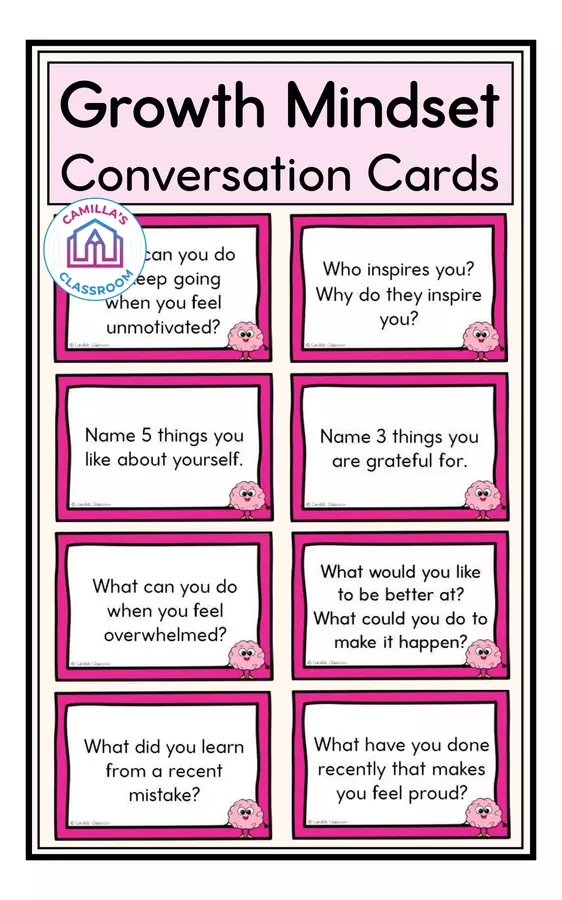 Growth Mindset - Conversation Cards Giochi - Growth Mindset - Conversation Cards - Camilla's Classroom - Pagina di copertina