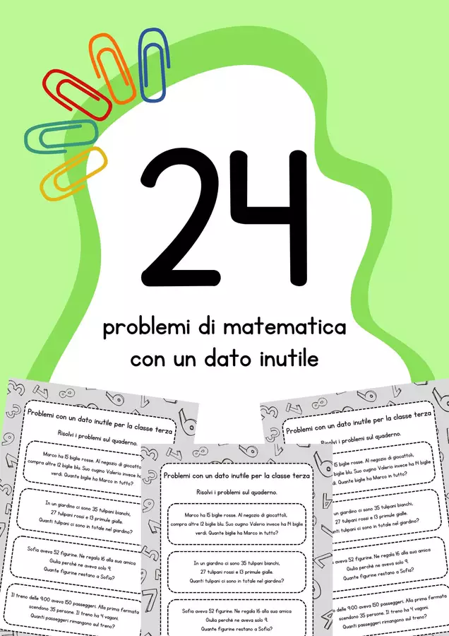 Problemi con un dato inutile classe terza scuola primaria Esercizi - Problemi con un dato inutile classe terza scuola primaria - MilleLibriPerBambini - Pagina di copertina