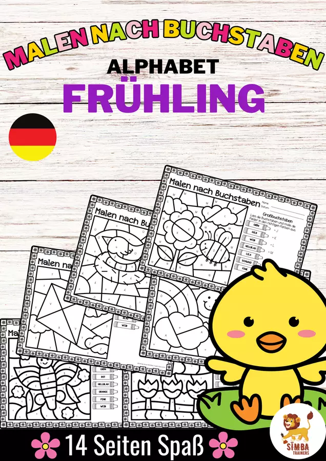 Malen nach Buchstaben - Alphabet (Frühling) Jahreszeiten Primavera Stagioni Tedesco Esercizi - Malen nach Buchstaben - Alphabet (Frühling) Jahreszeiten Primavera Stagioni Tedesco - SIMBA Trainers Education - Pagina di copertina