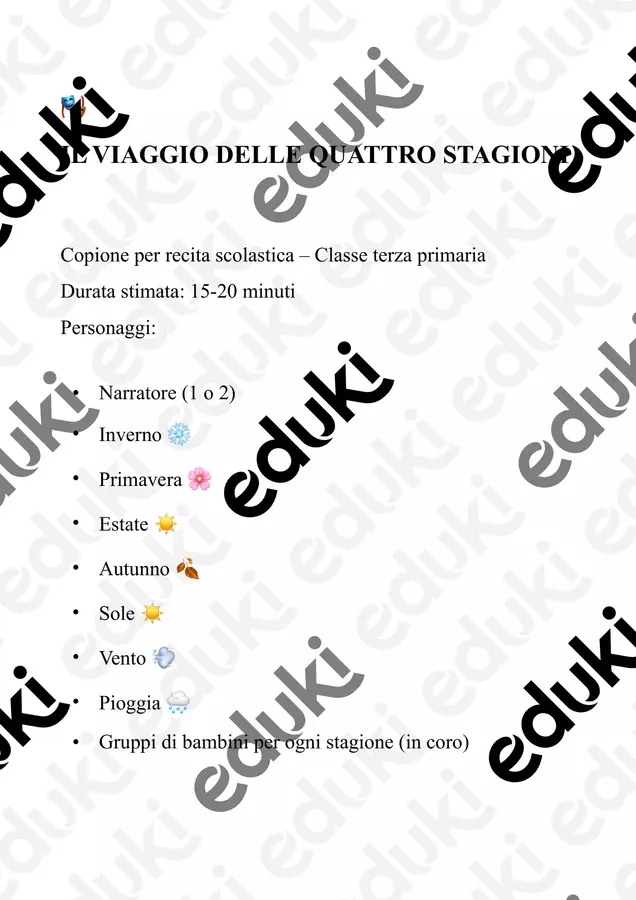 Il viaggio delle Quattro Stagioni Testo - Il viaggio delle Quattro Stagioni - la didattica che ci piace ! - Pagina di copertina