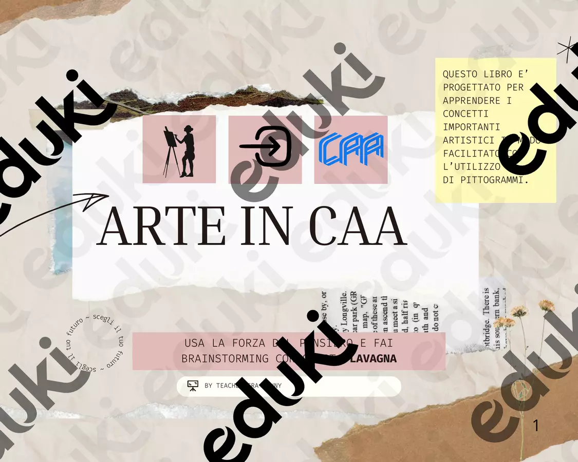 ARTE IN CAA Materiale di supporto/inclusione - ARTE IN CAA - Teacher Fra Bonny - Pagina di copertina