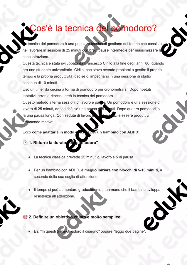 Cos'è la tecnica del pomodoro Materiale di supporto/inclusione - Cos'è la tecnica del pomodoro - PedagoZone - Pagina di copertina