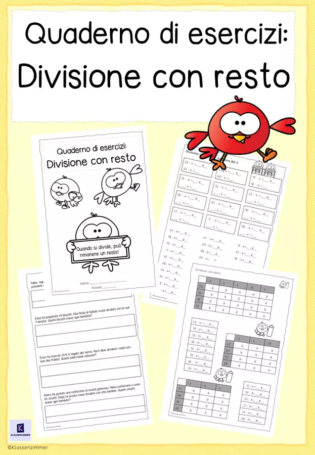 Quaderno di esercizi: Divisione con resto Esercizi - Quaderno di esercizi: Divisione con resto - Klassenzimmer_Italia - Pagina di copertina