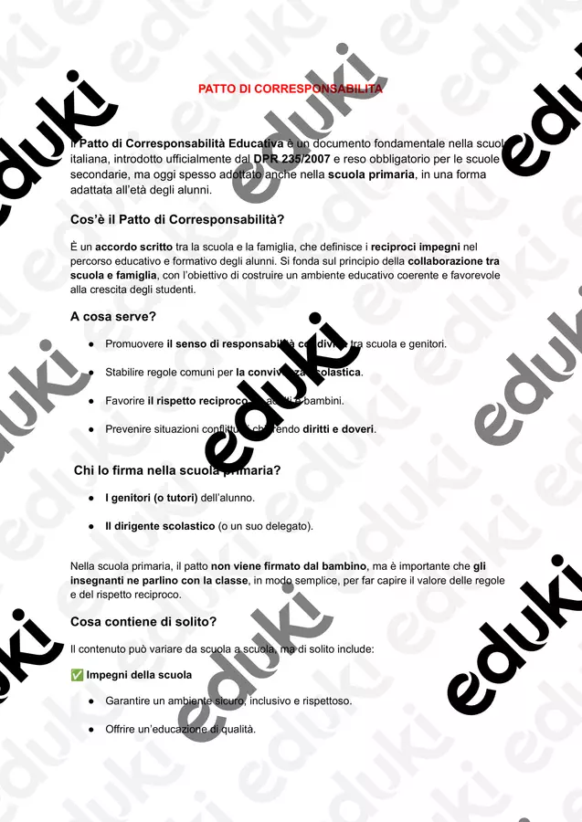 PATTO DI CORRESPONSABILITA Testo - PATTO DI CORRESPONSABILITA - PedagoZone - Pagina di copertina