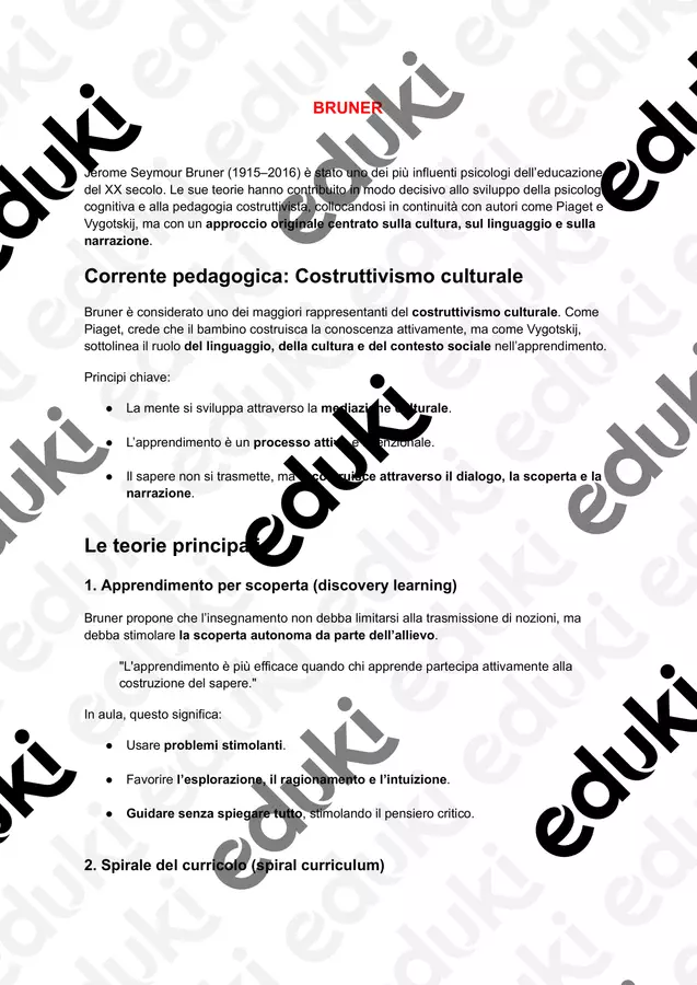 Jerome Bruner,Lev Vygotskji, Jean Piaget Testo - Jerome Bruner,Lev Vygotskji, Jean Piaget - PedagoZone - Pagina di copertina