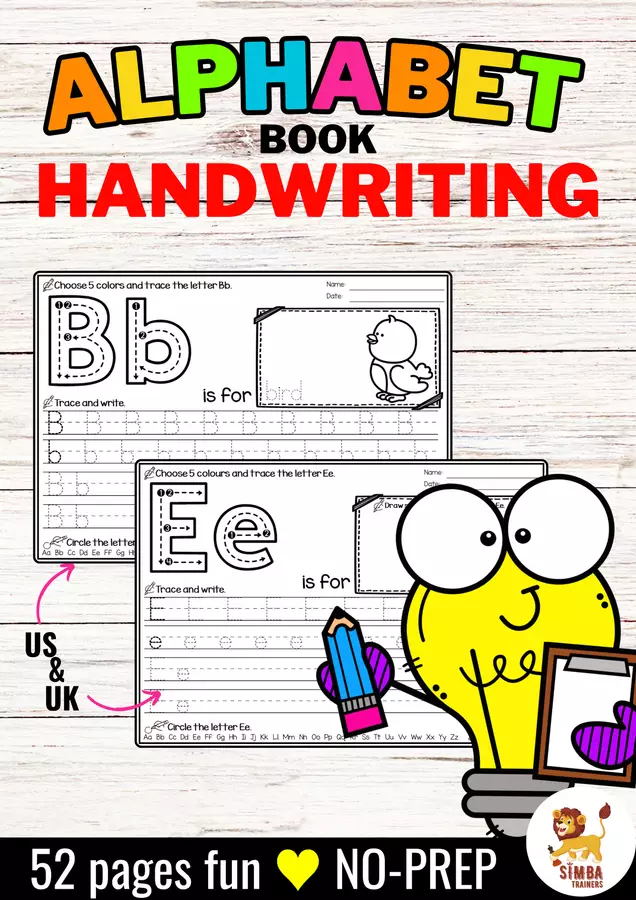 Alphabet Handwriting Practice Book | English Alfabeto Inglese Bundle Esercizi - Alphabet Handwriting Practice Book | English Alfabeto Inglese Bundle - SIMBA Trainers Education - Pagina di copertina