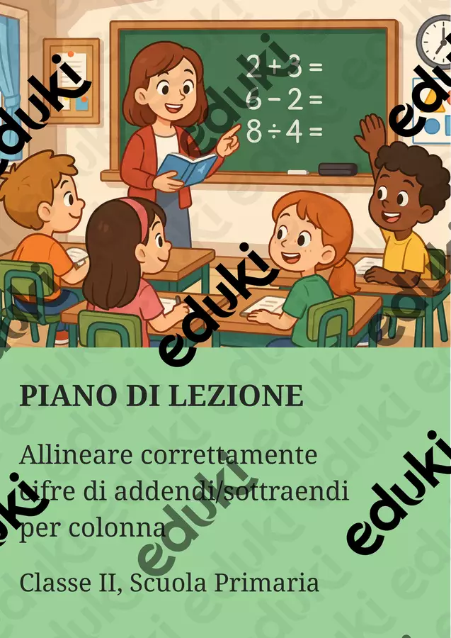 Allineare correttamente cifre di addendi/sottraendi per colonna Piani di lezione - Allineare correttamente cifre di addendi/sottraendi per colonna - Matematica Insieme - Pagina di copertina