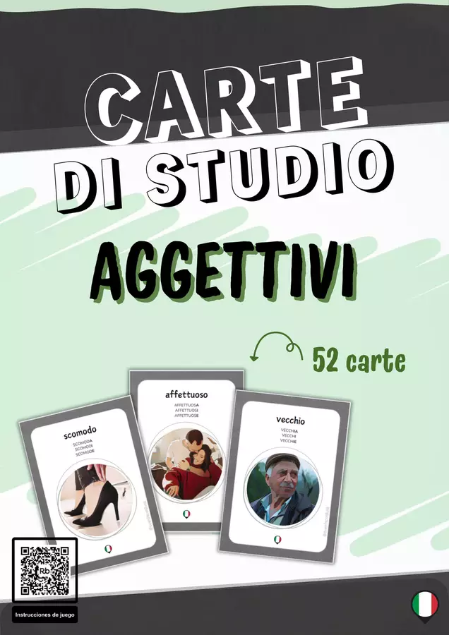 Vocabolario in italiano: Aggettivi Flashcard - Vocabolario in italiano: Aggettivi - Cuenta con Lluna - Pagina di copertina