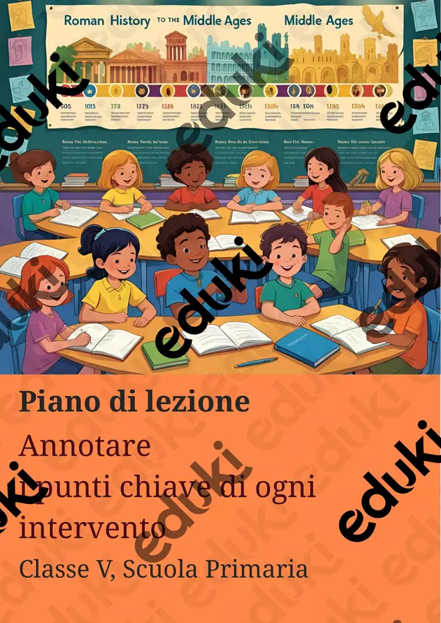 Annotare i punti chiave di ogni intervento Piani di lezione - Annotare i punti chiave di ogni intervento - Maestra di Italiano - Pagina di copertina