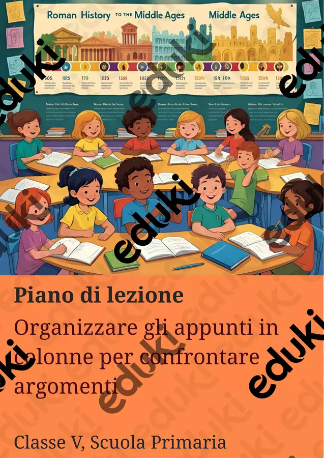 Organizzare gli appunti in colonne per confrontare argomenti Piani di lezione - Organizzare gli appunti in colonne per confrontare argomenti - Maestra di Italiano - Pagina di copertina