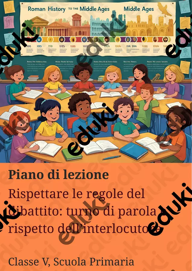 Rispettare le regole del dibattito: turno di parola e rispetto dell’interlocutore Piani di lezione - Rispettare le regole del dibattito: turno di parola e rispetto dell’interlocutore - Maestra di Italiano - Pagina di copertina