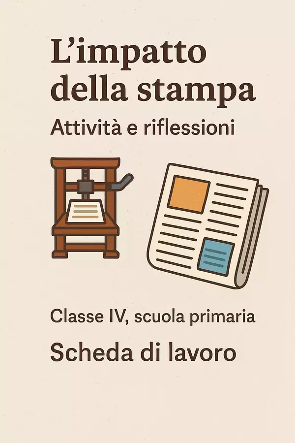 L´impatto della stampa - Attività e riflessioni - Scheda di lavoro Esercizi - L´impatto della stampa - Attività e riflessioni - Scheda di lavoro - La Macchina del Sapere - Pagina di copertina