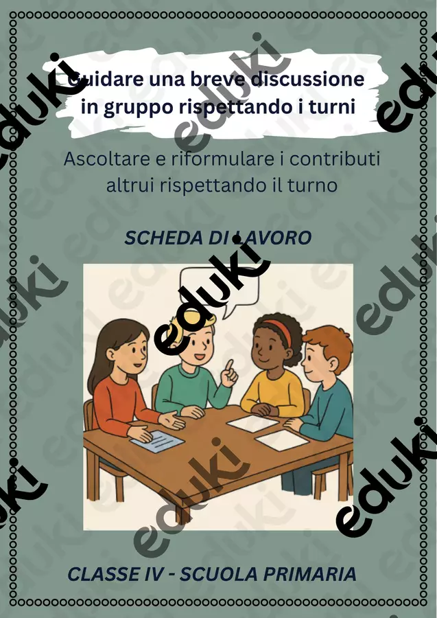 Ascoltare e riformulare i contributi altrui rispettando il turno - SL Schede informative - Ascoltare e riformulare i contributi altrui rispettando il turno - SL - Maestra di Italiano - Pagina di copertina