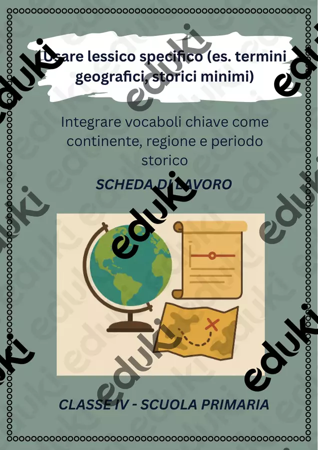 Integrare vocaboli chiave come continente, regione e periodo storico - SL Schede informative - Integrare vocaboli chiave come continente, regione e periodo storico - SL - Maestra di Italiano - Pagina di copertina