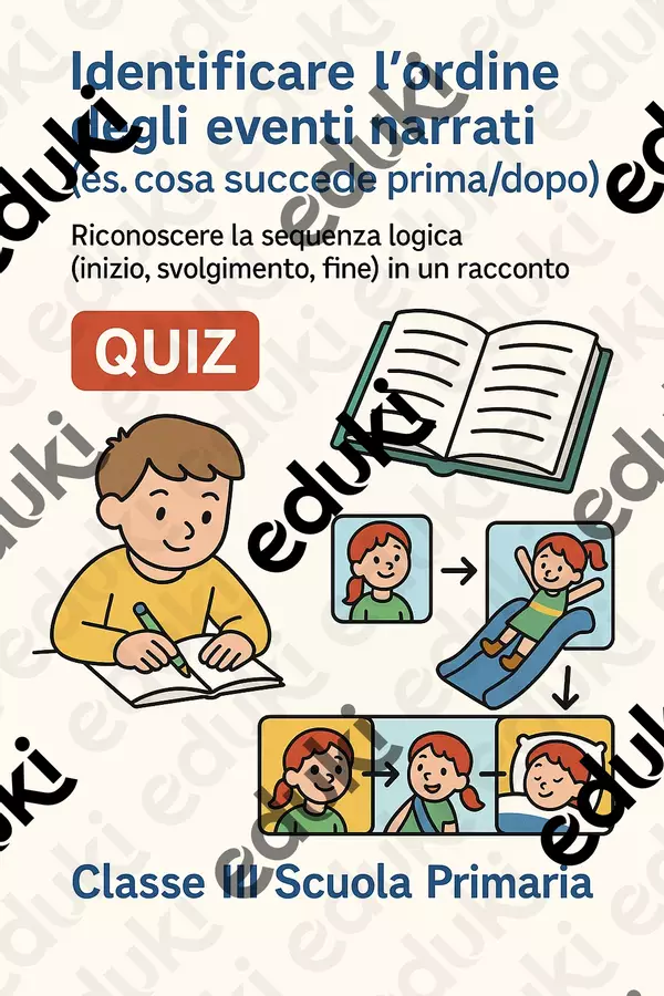 Identificare l'ordine degli eventi Quiz - Identificare l'ordine degli eventi - Maestra di Italiano - Pagina di copertina