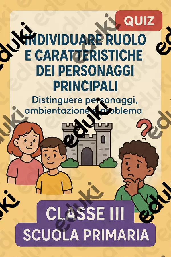 Individuare e caratterizzare i personaggi principali Quiz - Individuare e caratterizzare i personaggi principali - Maestra di Italiano - Pagina di copertina