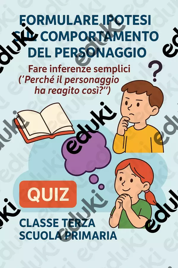 Formulare ipotesi sul comportamento del personaggio Quiz - Formulare ipotesi sul comportamento del personaggio - Maestra di Italiano - Pagina di copertina