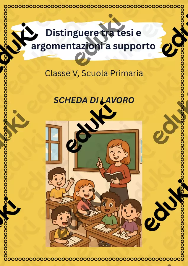 Distinguere tra tesi e argomentazioni a supporto Materiale interattivo - Distinguere tra tesi e argomentazioni a supporto - Maestra di Italiano - Pagina di copertina