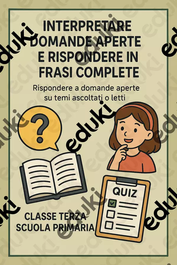 Interpretare domande aperte e rispondere in frasi complete Quiz - Interpretare domande aperte e rispondere in frasi complete - Maestra di Italiano - Pagina di copertina