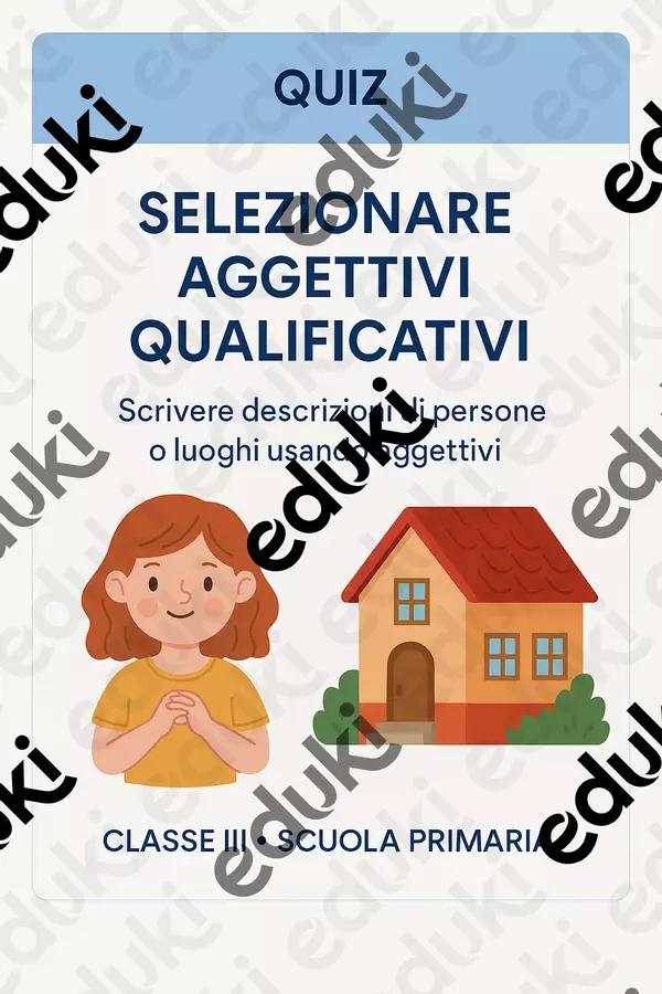 Selezionare aggettivi qualificativi Quiz - Selezionare aggettivi qualificativi - Maestra di Italiano - Pagina di copertina