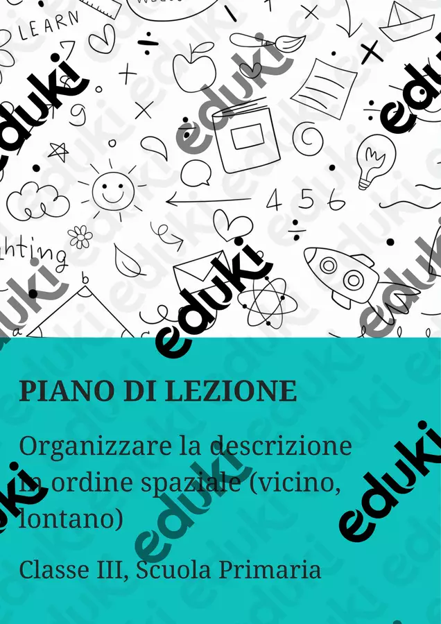 Organizzare la descrizione in ordine spaziale (vicino, lontano) Piani di lezione - Organizzare la descrizione in ordine spaziale (vicino, lontano) - Maestra di Italiano - Pagina di copertina