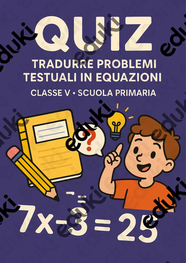 Quiz: formulare l’equazione corrispondente al problema Quiz - Quiz: formulare l’equazione corrispondente al problema - Matematica Insieme - Pagina di copertina