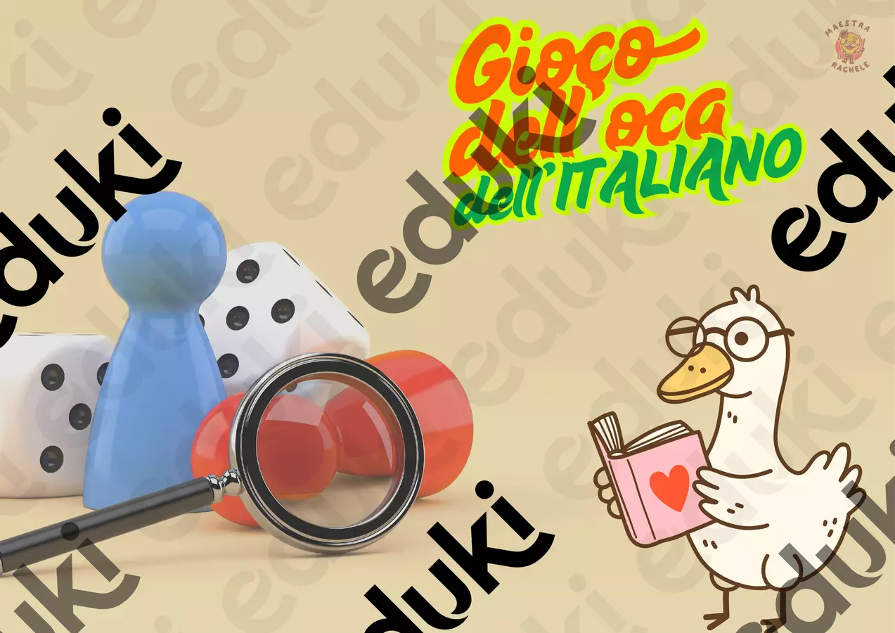 🎲 Gioco dell’Oca dell'Italiano 🦢 Programmi scolastici / Materiali per docenti - 🎲 Gioco dell’Oca dell'Italiano 🦢 - MaestraRaky - Pagina di copertina