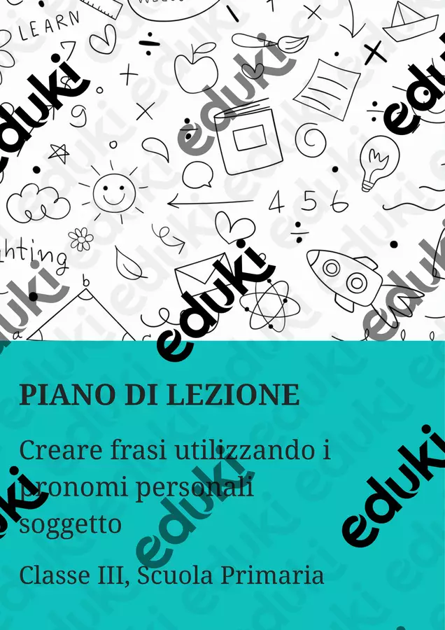 Creare frasi utilizzando i pronomi personali soggetto Piani di lezione - Creare frasi utilizzando i pronomi personali soggetto - Maestra di Italiano - Pagina di copertina