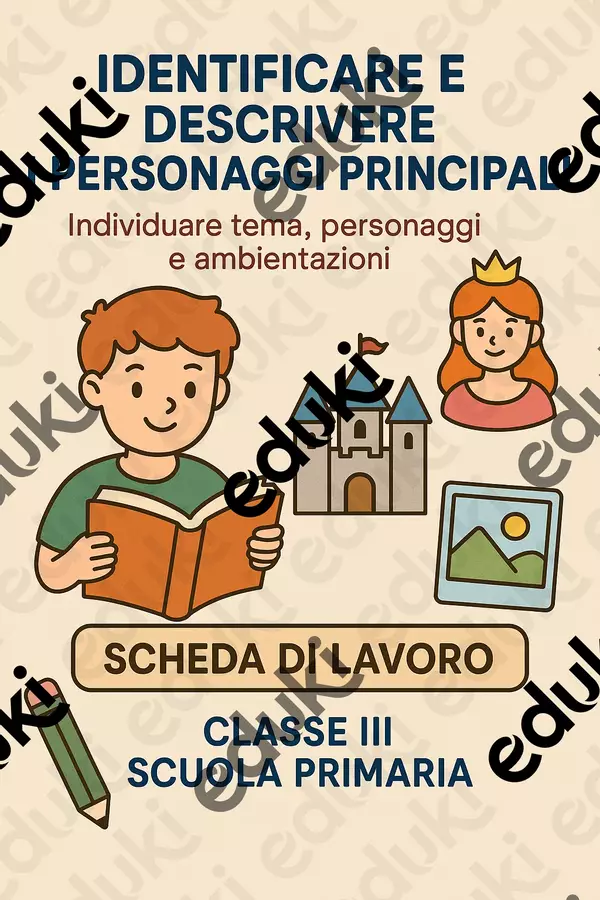 Identificare e descrivere i personaggi principali Schede informative - Identificare e descrivere i personaggi principali - Maestra di Italiano - Pagina di copertina
