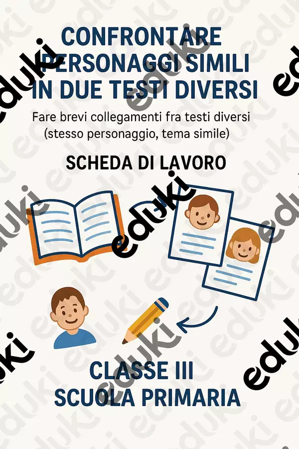 Confrontare personaggi simili in due testi diversi Schede informative - Confrontare personaggi simili in due testi diversi - Maestra di Italiano - Pagina di copertina