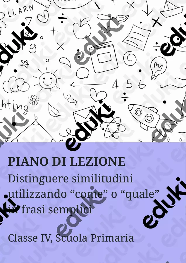 Distinguere similitudini utilizzando “come” o “quale” in frasi semplici - PL Piani di lezione - Distinguere similitudini utilizzando “come” o “quale” in frasi semplici - PL - Maestra di Italiano - Pagina di copertina