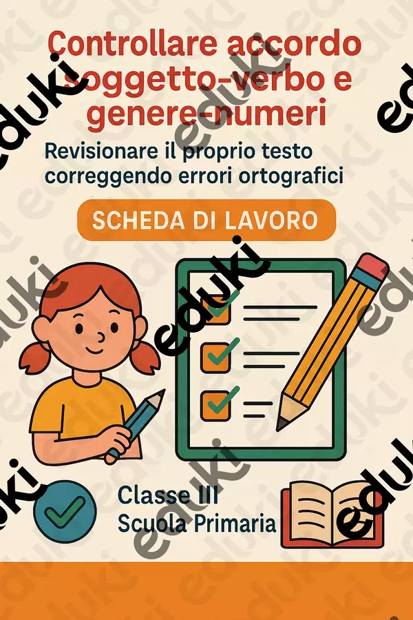 Controllare accordo soggetto-verbo e genere-numeri Schede informative - Controllare accordo soggetto-verbo e genere-numeri - Maestra di Italiano - Pagina di copertina