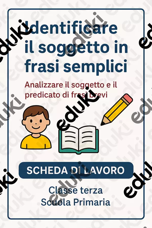Identificare il soggetto in frasi semplici Schede informative - Identificare il soggetto in frasi semplici - Maestra di Italiano - Pagina di copertina