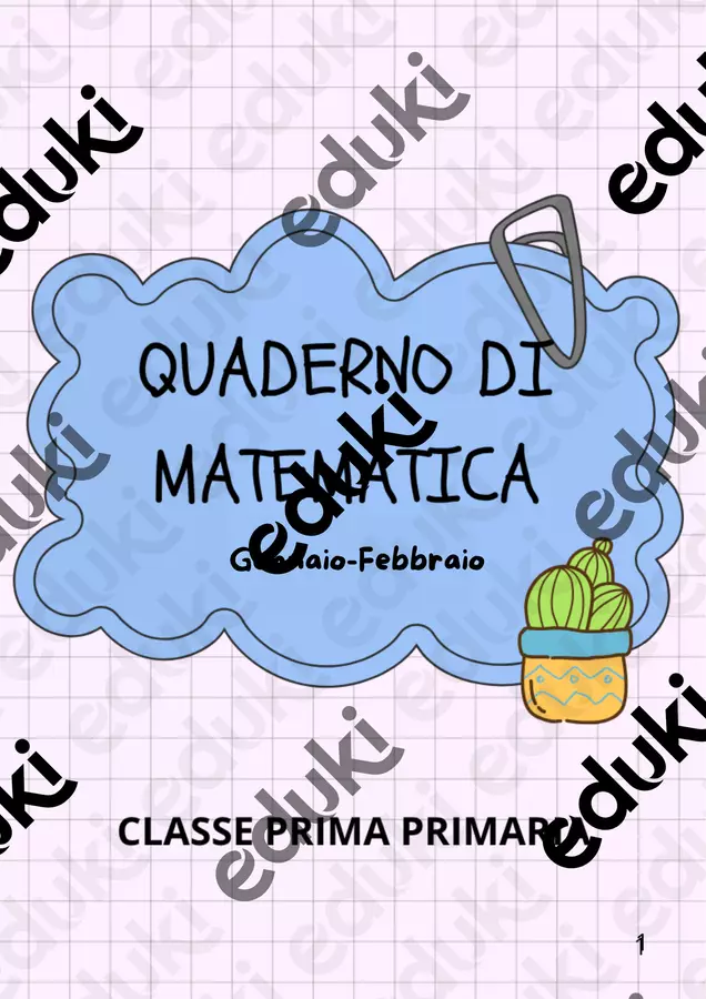 QUADERNO DI PRIMA MATEMATICA GENNAIO-FEBBRAIO Esercizi - QUADERNO DI PRIMA MATEMATICA GENNAIO-FEBBRAIO - Maestra Nada - Pagina di copertina