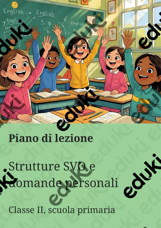 Strutture SVO e domande personali - Piano di lezione Piani di lezione - Strutture SVO e domande personali - Piano di lezione - English Classroom 🇬🇧 - Pagina di copertina