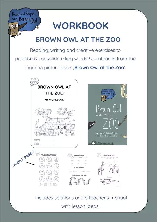 Brown Owl at the Zoo - WORKBOOK/WORKSHEETS Esercizi - Brown Owl at the Zoo - WORKBOOK/WORKSHEETS - Read and Rhyme with Brown Owl - Pagina di copertina