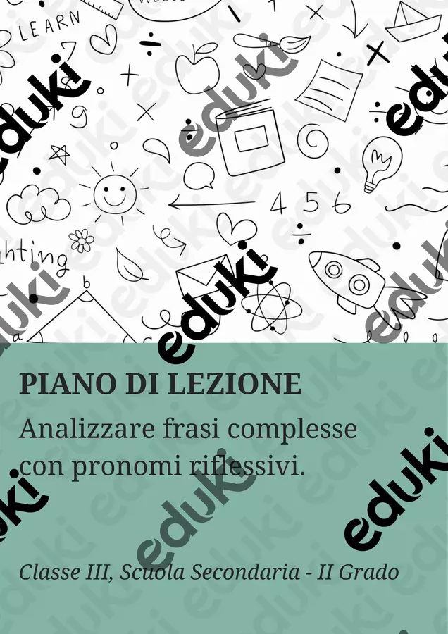 Analizzare frasi complesse con pronomi riflessivi - PL Piani di lezione - Analizzare frasi complesse con pronomi riflessivi - PL - Maestra di Italiano - Pagina di copertina