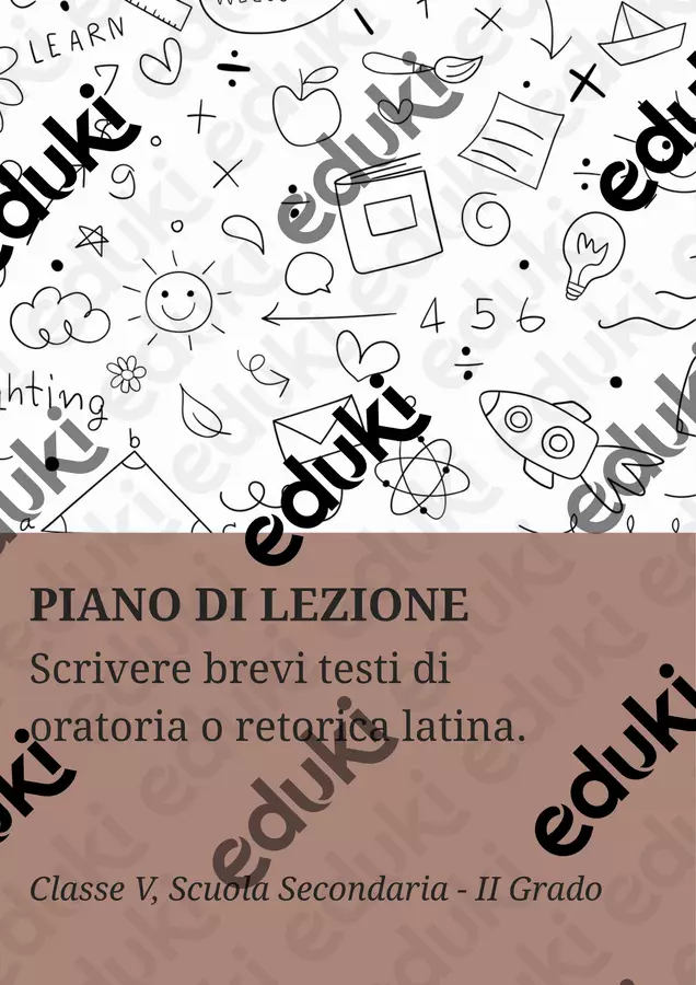 Scrivere brevi testi di oratoria o retorica latina - PL Piani di lezione - Scrivere brevi testi di oratoria o retorica latina - PL - Maestra di Italiano - Pagina di copertina