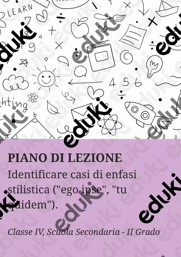 Identificare casi di enfasi stilistica (ego ipse, tu quidem) - PL Piani di lezione - Identificare casi di enfasi stilistica (ego ipse, tu quidem) - PL - Maestra di Italiano - Pagina di copertina