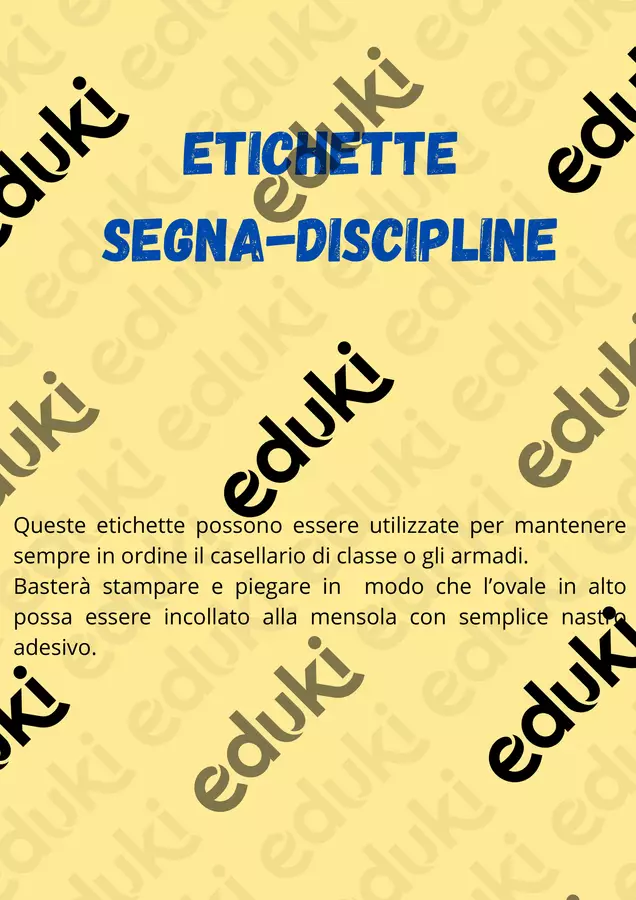 Etichette segna discipline 1 Altro tipo di materiale - Etichette segna discipline 1 - MaestraLaura - Pagina di copertina
