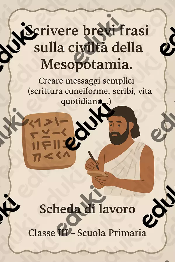 Scrivere brevi frasi sulla civiltà della Mesopotamia - SL Schede informative - Scrivere brevi frasi sulla civiltà della Mesopotamia - SL - La Macchina del Sapere - Pagina di copertina