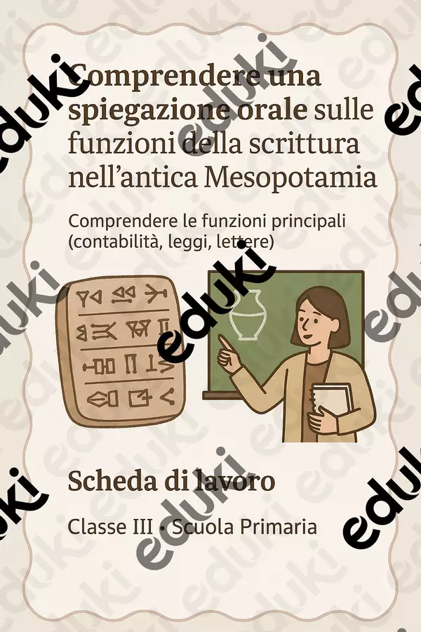 Comprendere una spiegazione orale sulle funzioni della scrittura nell’antica Mesopotamia - SL Schede informative - Comprendere una spiegazione orale sulle funzioni della scrittura nell’antica Mesopotamia - SL - La Macchina del Sapere - Pagina di copertina