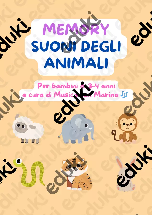 Memory Musicale - Suoni degli animali (3-4 anni) Flashcard - Memory Musicale - Suoni degli animali (3-4 anni) - Musica con Marina - Pagina di copertina