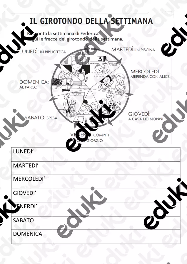 GIROTONDO DELLA SETTIMANA Esercizi - GIROTONDO DELLA SETTIMANA - Maestra Rosanna - Pagina di copertina